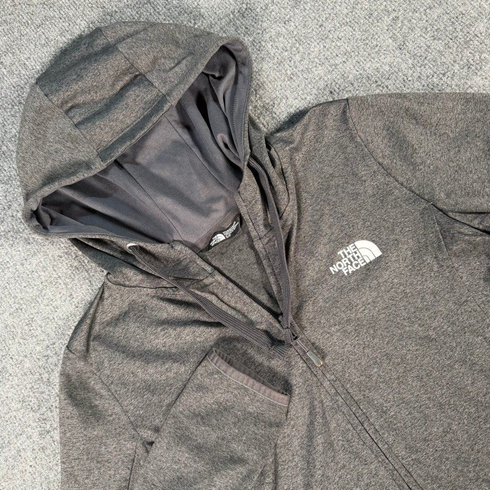 The North Face Womens Gray Full Zip Tech Fleece Hoodie Jacket A2ZME Size S #4297